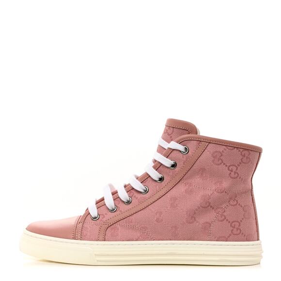 Gucci GG Print Canvas “Soft Pink” High-Top Sneakers Size 7.5 US / 37.5 EU - Picture 1 of 10